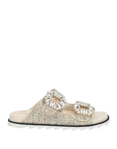 Roger Vivier Woman Sandals Gold Size 4 Textile Fibers