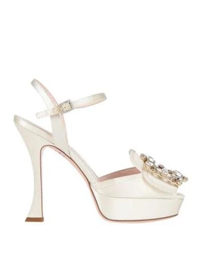 Roger Vivier Woman Sandals Ivory Size 8 Textile Fibers In White