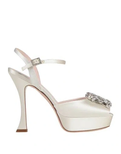 Roger Vivier Woman Sandals Ivory Size 8 Textile Fibers In White