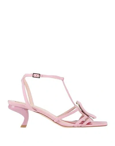 Roger Vivier Woman Sandals Light Pink Size 8.5 Soft Leather
