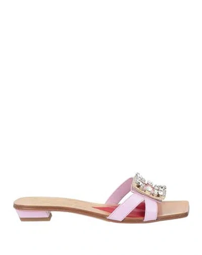 Roger Vivier Woman Sandals Lilac Size 6 Calfskin In Pink