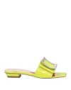 Roger Vivier Woman Sandals Lime Green Size 7 Leather In Green