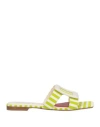 Roger Vivier Woman Sandals Lime Green Size 8 Textile Fibers, Leather