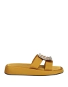 Roger Vivier Woman Sandals Ocher Size 10 Textile Fibers In Yellow