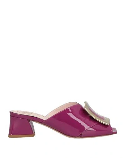 Roger Vivier Woman Sandals Mauve Size 5.5 Leather In Purple
