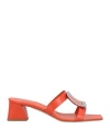 Roger Vivier Woman Sandals Orange Size 5.5 Leather In Orange