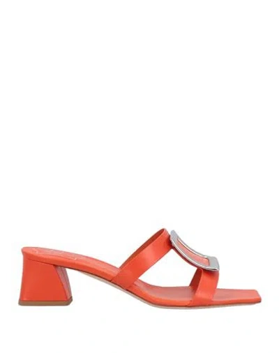 Roger Vivier Woman Sandals Orange Size 5.5 Leather