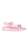 Roger Vivier Vivier Slide Trekky Crystal Buckle Sandals In Pink
