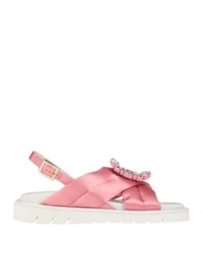 ROGER VIVIER ROGER VIVIER WOMAN SANDALS PINK SIZE 4 TEXTILE FIBERS