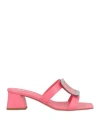 Roger Vivier Woman Sandals Pink Size 7.5 Leather In Multi