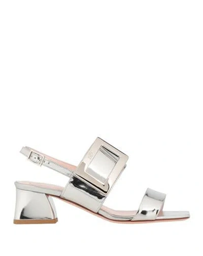 Roger Vivier Woman Sandals Silver Size 4.5 Leather