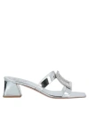 Roger Vivier Woman Sandals Silver Size 6.5 Soft Leather In Silver