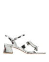 Roger Vivier Woman Sandals Silver Size 12 Soft Leather In Silver