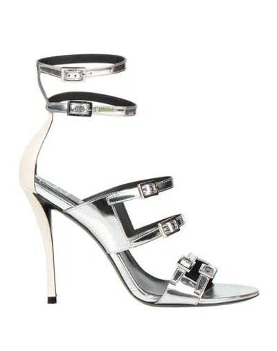 Roger Vivier Woman Sandals Silver Size 7.5 Leather