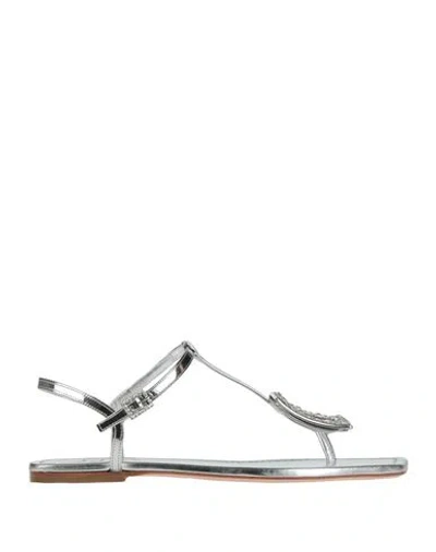 Roger Vivier Woman Sandals Silver Size 8 Leather