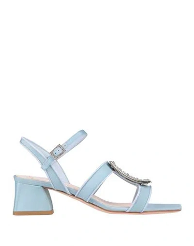 Roger Vivier Woman Sandals Sky Blue Size 5 Textile Fibers