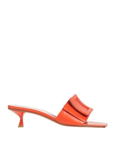 Roger Vivier Woman Sandals Tomato Red Size 8 Soft Leather