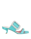 Roger Vivier Woman Sandals Turquoise Size 8 Leather In Blue