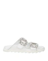 Roger Vivier Woman Sandals White Size 5 Textile Fibers, Leather