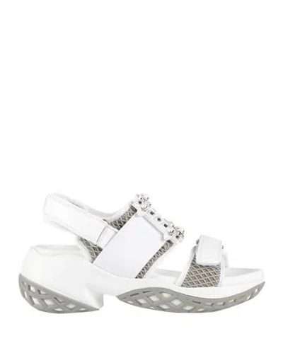 Roger Vivier Woman Sandals White Size 5 Leather, Textile Fibers