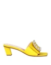Roger Vivier Woman Sandals Yellow Size 8 Textile Fibers In Yellow