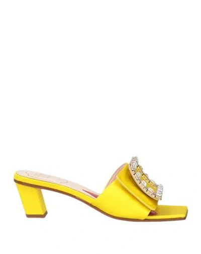 Roger Vivier Woman Sandals Yellow Size 8 Textile Fibers