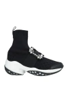 Roger Vivier Woman Sneakers Black Size 4 Textile Fibers, Soft Leather
