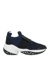 Roger Vivier Woman Sneakers Navy Blue Size 12 Textile Fibers, Leather