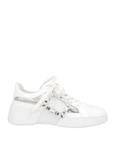 Roger Vivier Woman Sneakers White Size 9 Soft Leather, Plastic