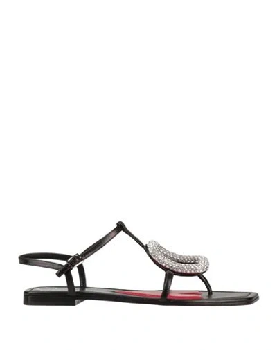 Roger Vivier Woman Thong Sandal Black Size 6.5 Calfskin