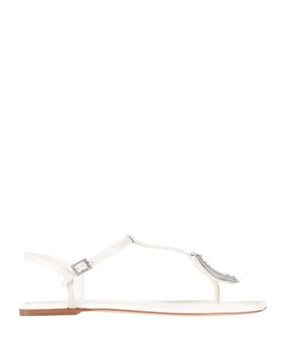 Roger Vivier Woman Thong Sandal Cream Size 5 Leather In White