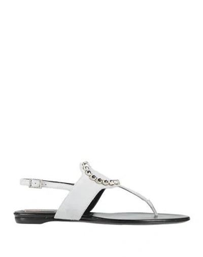 Roger Vivier Woman Thong Sandal Light Grey Size 8 Leather In Gray