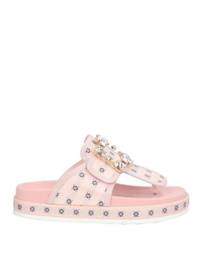 Roger Vivier Woman Thong Sandal Pink Size 4 Textile Fibers In Multi