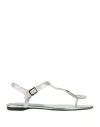 Roger Vivier Woman Thong Sandal Silver Size 6 Soft Leather In Silver