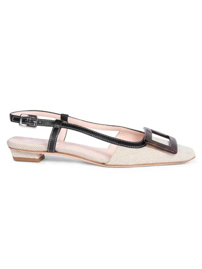 Roger Vivier Women's 25mm Cotton-leather Slingback Pumps In Black