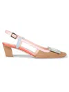 Roger Vivier 45mm Belle Vivier Patent Leather And Suede Lacquered Buckle Slingback Pumps In Multi