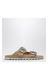 Roger Vivier Beige Suede Slidy Viv Mule In Red
