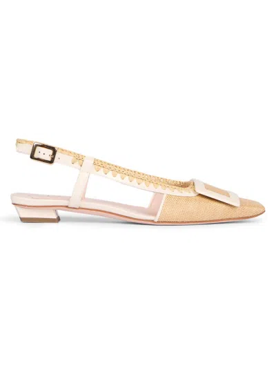 Roger Vivier Women's Belle Vivier 25mm Braided Raffia Flats In Multi