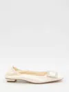 Roger Vivier Belle Vivier Leather Ballet Flats In Cream