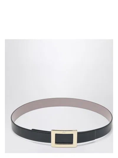 ROGER VIVIER WOMEN'S BELLE VIVIER BLACK/PINK LEATHER BELT | SIZE 90 EU | RCWC0343100MU5