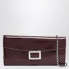 Roger Vivier Belle Vivier Dark Violet Patent Wallet With Chain In Burgundy