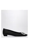 Roger Vivier Belle Vivier Satin Ballet Flats In Black
