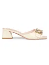 ROGER VIVIER WOMEN'S BIKIVIV 45MM STRASS BUCKLE LEATHER MULES