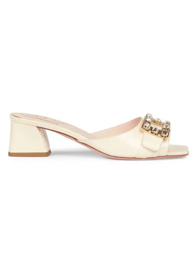 Roger Vivier Bikiviv Strass Buckle Mule 45 In White