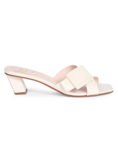 Roger Vivier Women's Bv Cross Tonal 45mm Leather Mules In Neutral