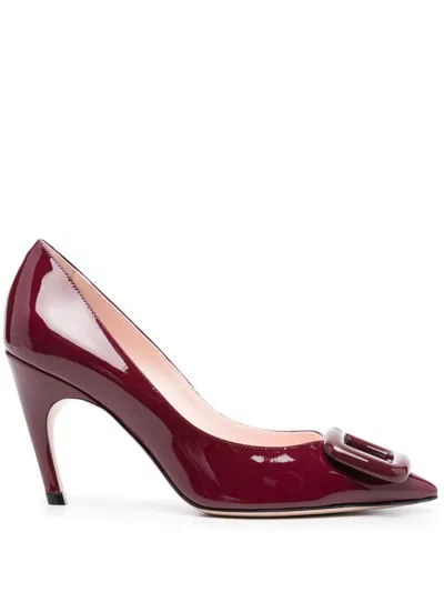 Roger Vivier Coch Buckle Patent Leather Pumps In Red
