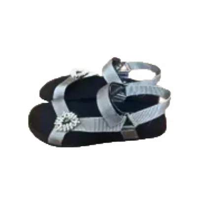 Roger Vivier Women's Crystal-embellished Cloth Sandal In Silver/black In Gray