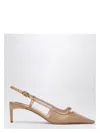 Roger Vivier Women Viv Canard Mini Buckle Sling Back Dec 55 In Beige