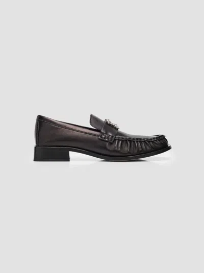Roger Vivier Viv Moc 25 Embellished Gathered Leather Loafers In Black