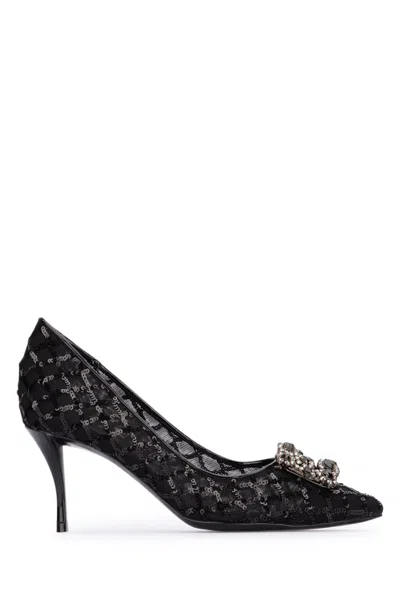 Roger Vivier Women Flower Strass Buc Net Dec 65 In Black